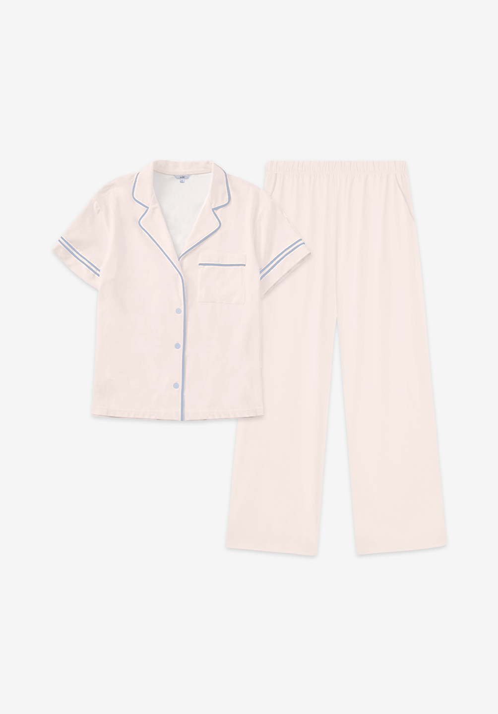 Salie Signature Bamboo Button Long Pyjamas in Powder Pink