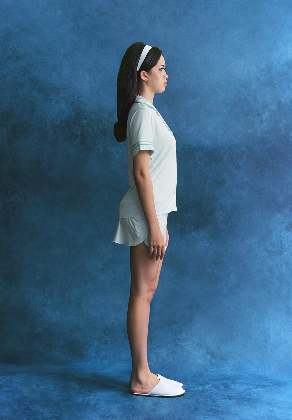 Salie Signature Bamboo Button Short Pyjamas in Powder Blue