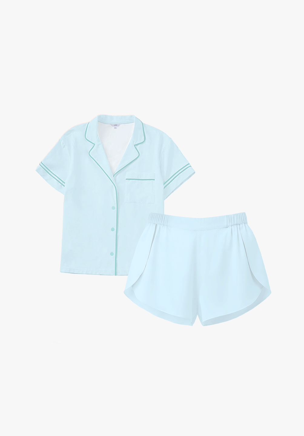 Salie Signature Bamboo Button Short Pyjamas in Powder Blue