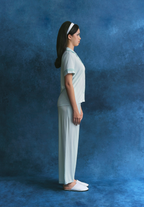 Salie Signature Bamboo Button Long Pyjamas in Powder Blue