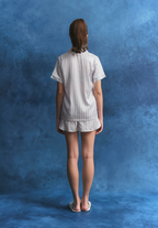 Salie Glaze Button Stripes Short Pyjamas in Candy Blue