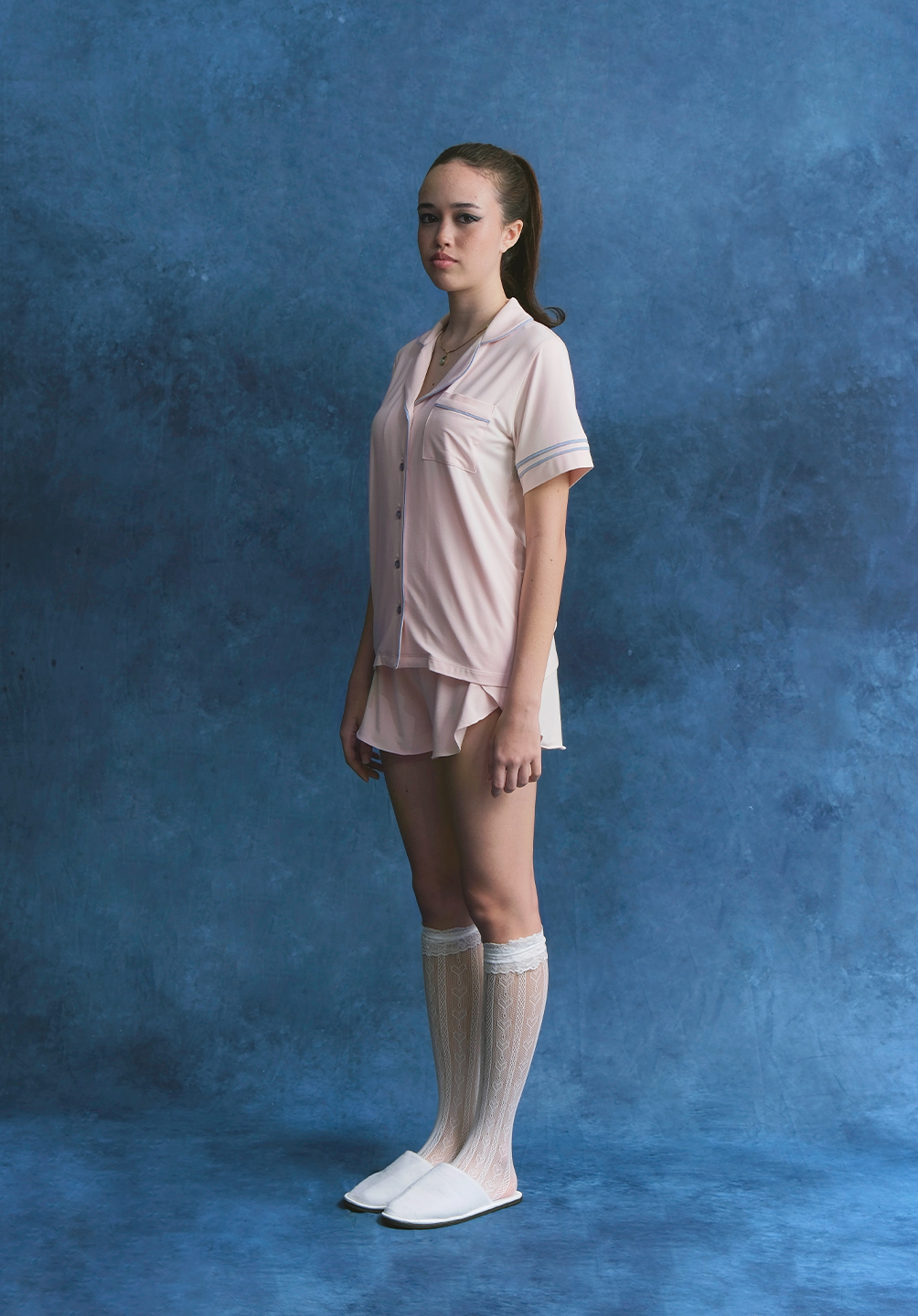 Salie Signature Bamboo Button Short Pyjamas in Powder Pink