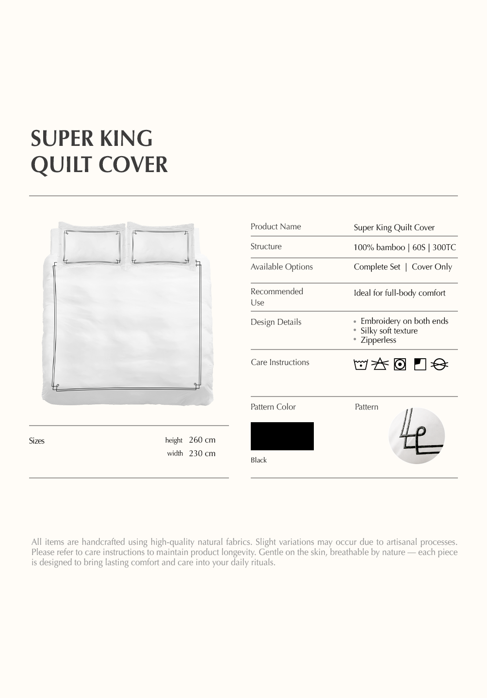 Super King Quilt Cover Minuit Collection