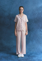 Salie Signature Bamboo Button Long Pyjamas in Powder Pink