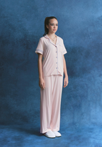 Salie Signature Bamboo Button Long Pyjamas in Powder Pink