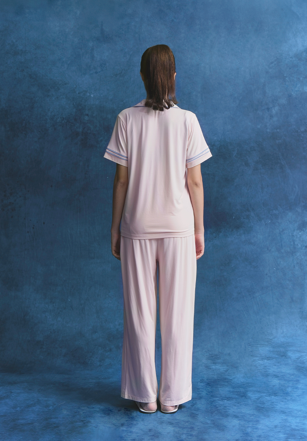 Salie Signature Bamboo Button Long Pyjamas in Powder Pink