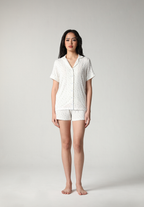 SALIE X Elxi Elvina - Bamboo Pointelle Button Short Pyjamas in Bluebell