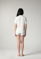 SALIE X Elxi Elvina - Bamboo Pointelle Button Short Pyjamas in Bluebell