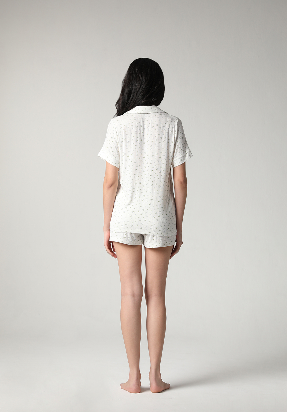 SALIE X Elxi Elvina - Bamboo Pointelle Button Short Pyjamas in Bluebell