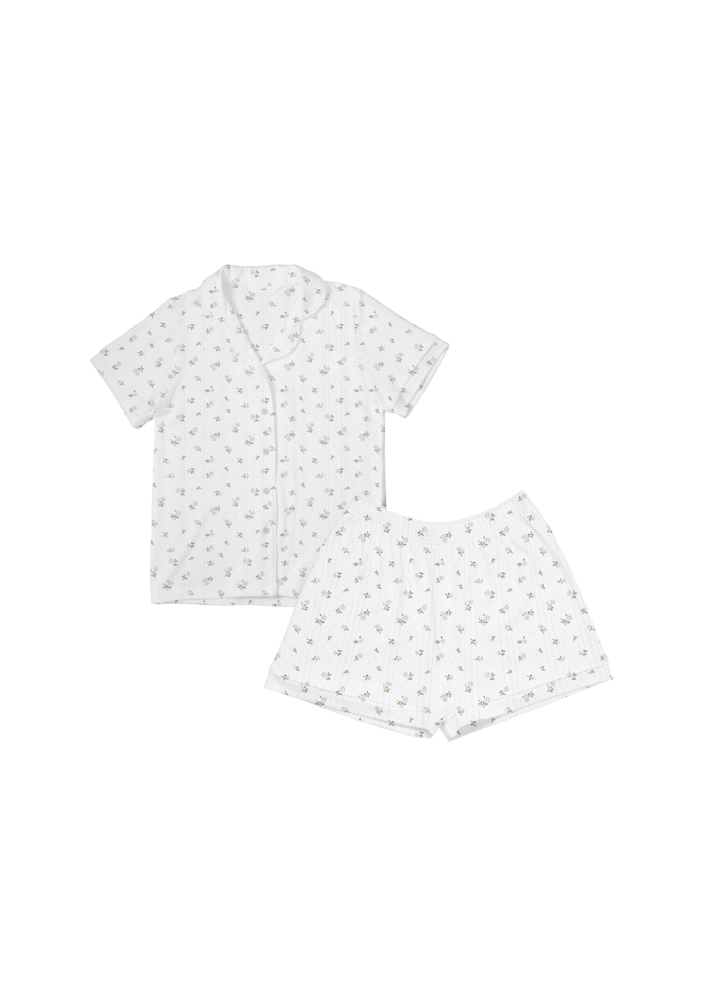 SALIE X Elxi Elvina - Bamboo Pointelle Button Short Pyjamas in Bluebell