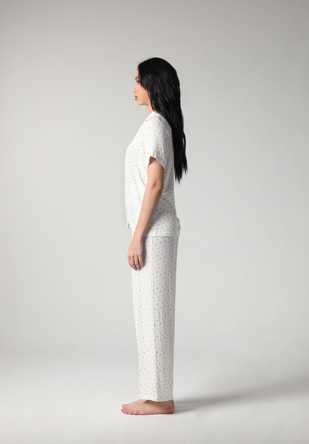 SALIE X Elxi Elvina - Bamboo Pointelle Button Long Pyjamas in Bluebell