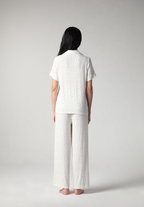 SALIE X Elxi Elvina - Bamboo Pointelle Button Long Pyjamas in Bluebell