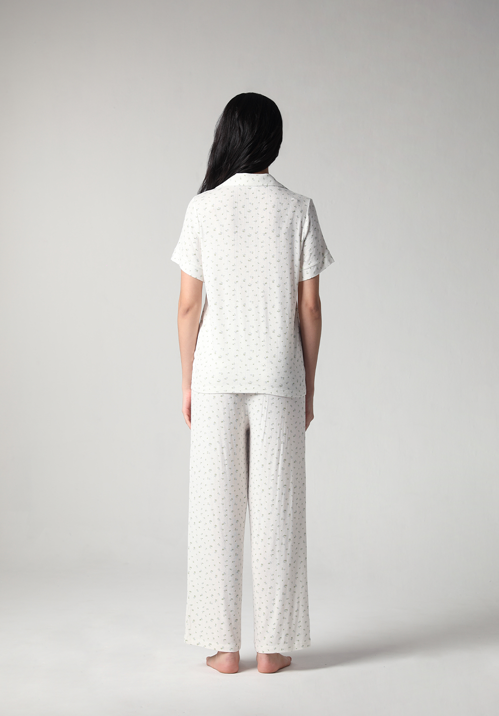 SALIE X Elxi Elvina - Bamboo Pointelle Button Long Pyjamas in Bluebell