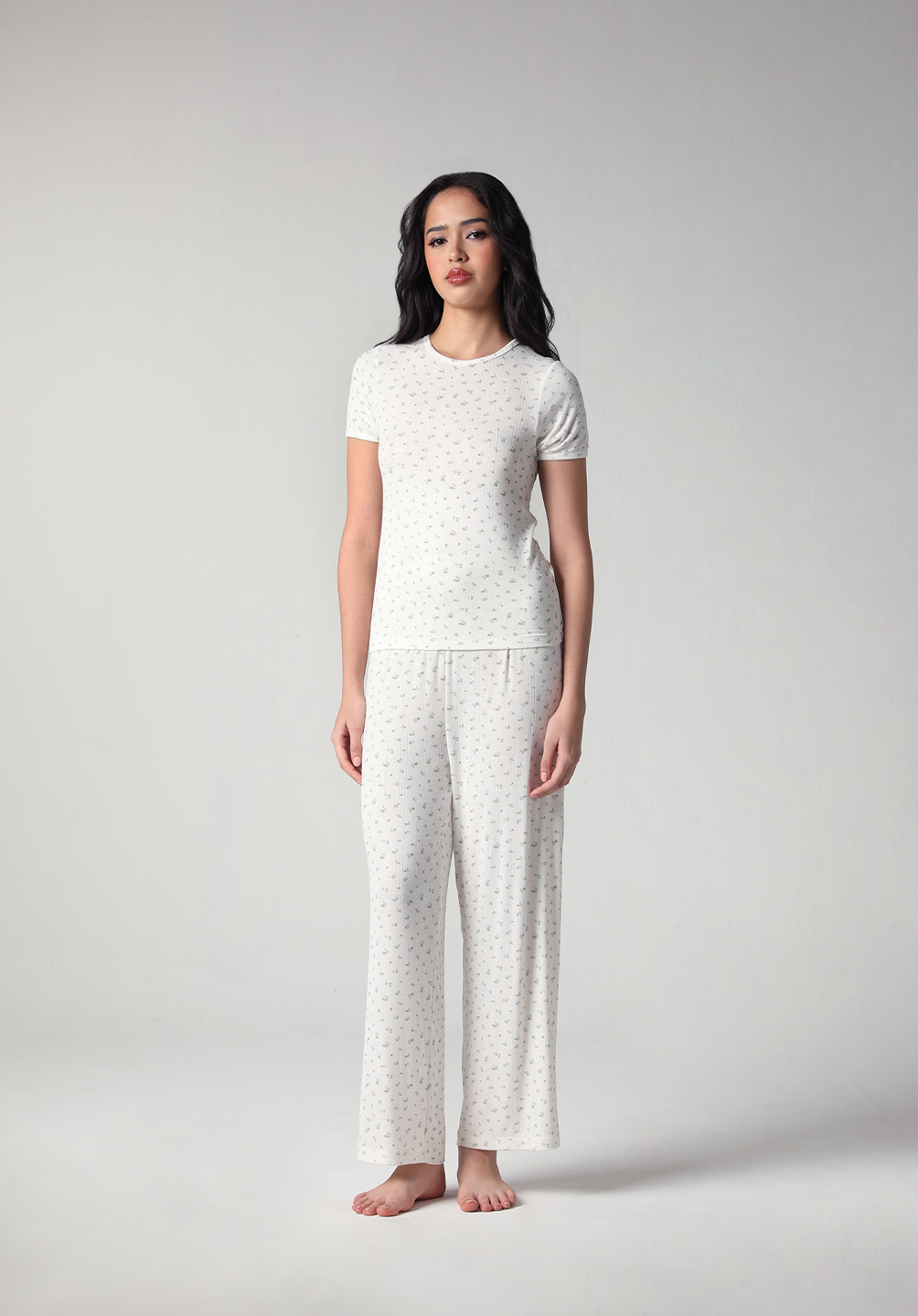 SALIE X Elxi Elvina - Bamboo Pointelle Long Pyjamas Set in Bluebell