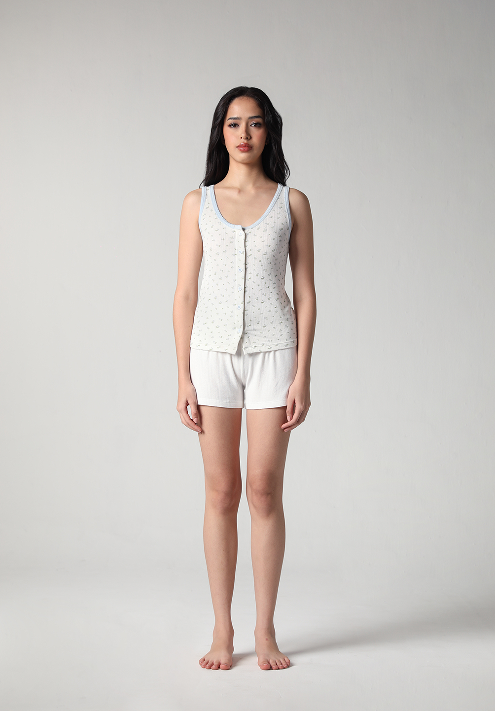 SALIE X Elxi Elvina - Bamboo Pointelle Tank in Bluebell
