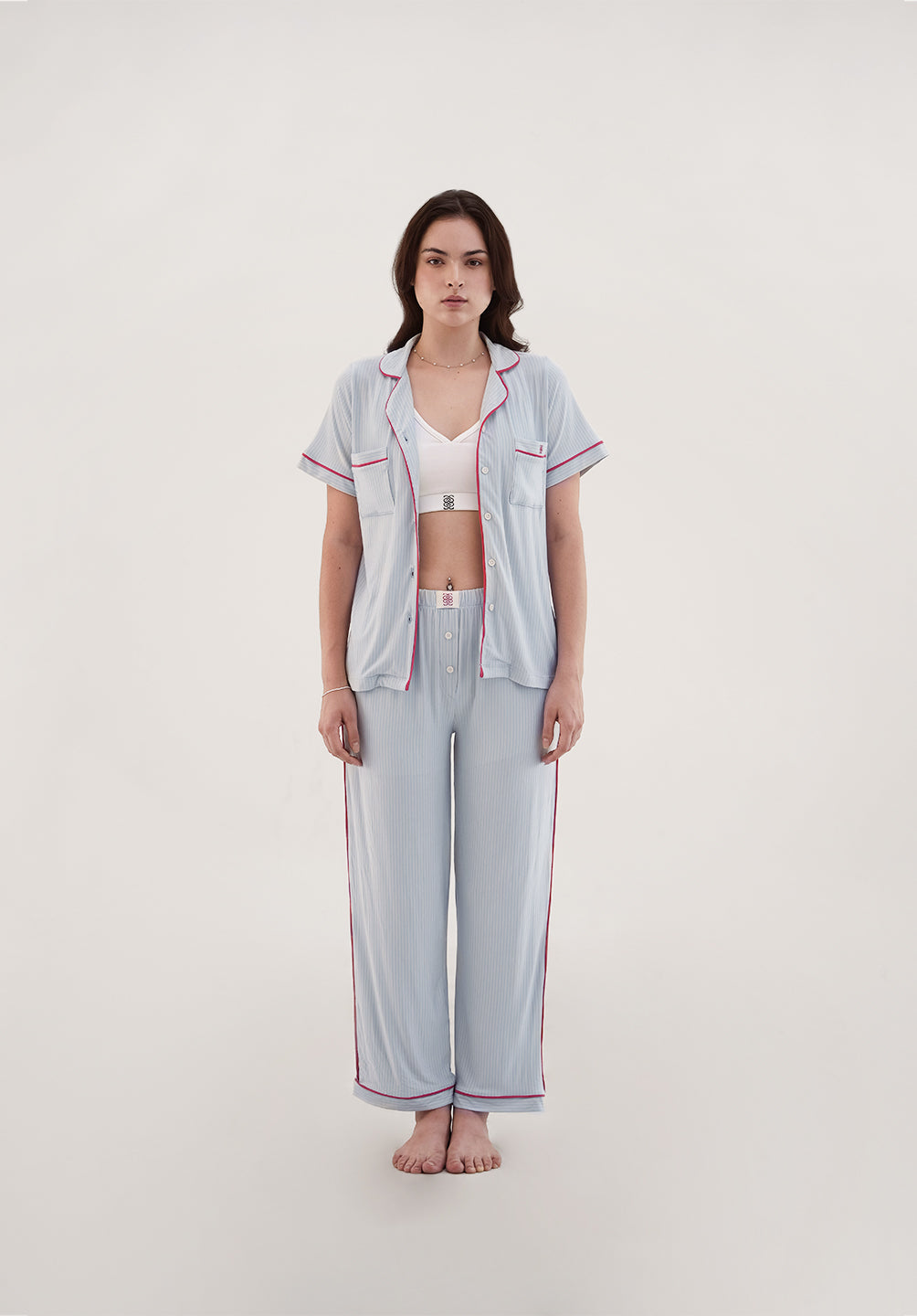 Women Bamboo Long PJs Set Dad Stripes - SALIE x Michimomo