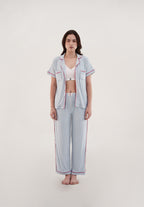 Women Bamboo Long PJs Set Dad Stripes - SALIE x Michimomo