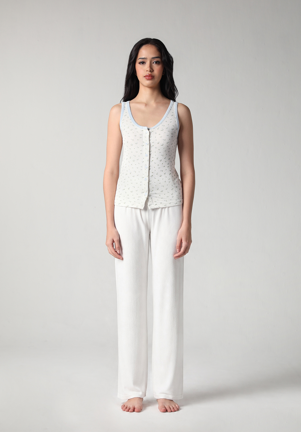 SALIE X Elxi Elvina - Bamboo Pointelle Tank in Bluebell