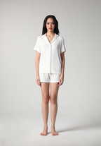 SALIE X Elxi Elvina - Bamboo Pointelle Button Short Pyjamas in Opal White