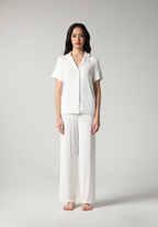 SALIE X Elxi Elvina - Bamboo Pointelle Button Long Pyjamas in Opal White
