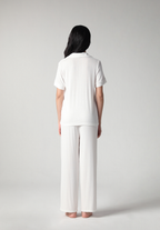 SALIE X Elxi Elvina - Bamboo Pointelle Button Long Pyjamas in Opal White