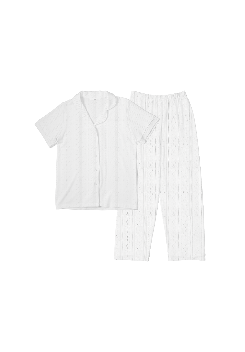 SALIE X Elxi Elvina - Bamboo Pointelle Button Long Pyjamas in Opal White