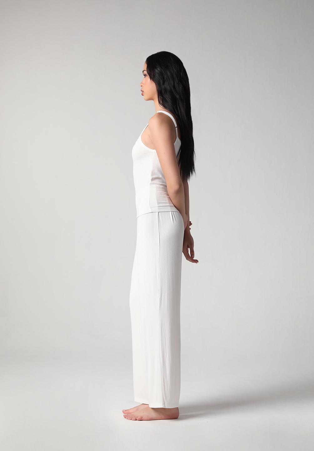 SALIE X Elxi Elvina - Bamboo Pointelle Strap Tank in Opal White