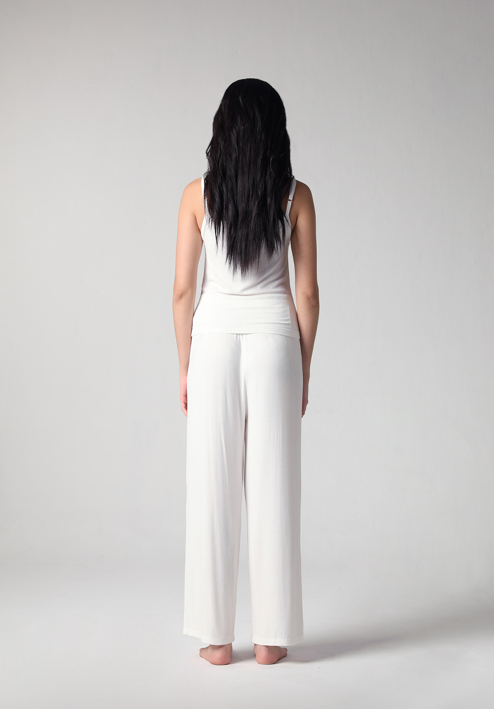 SALIE X Elxi Elvina - Bamboo Pointelle Strap Tank in Opal White