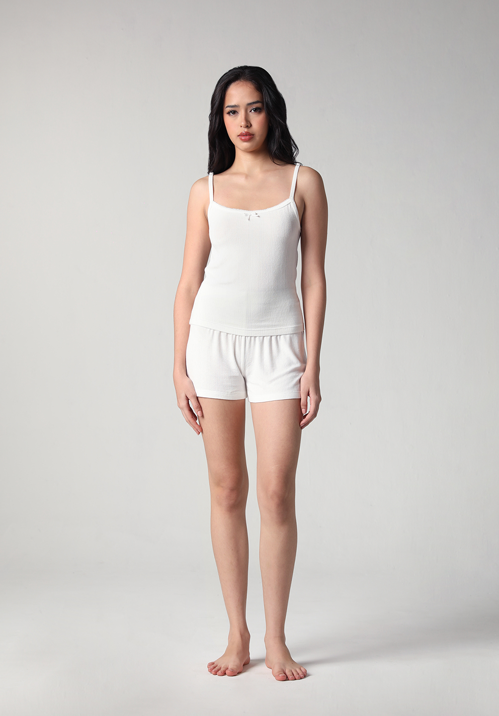 SALIE X Elxi Elvina - Bamboo Pointelle Strap Tank in Opal White