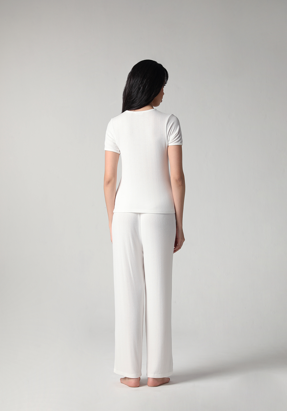 SALIE X Elxi Elvina - Bamboo Pointelle Long Pyjamas Set in Opal White