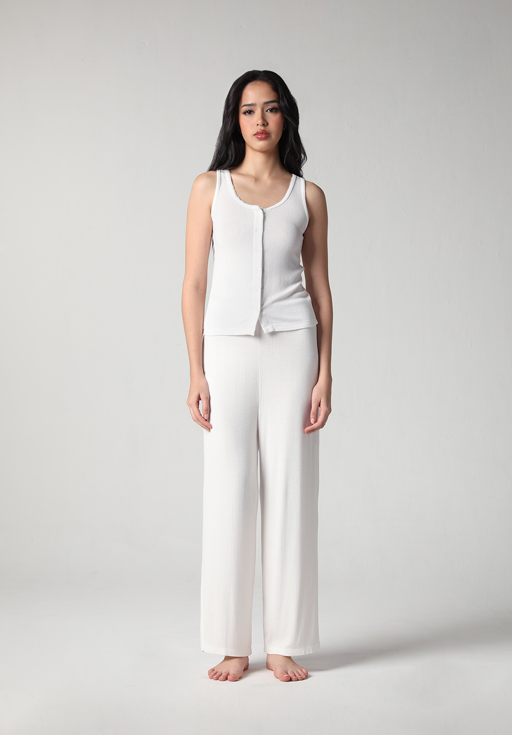 SALIE X Elxi Elvina - Bamboo Pointelle Tank in Opal White