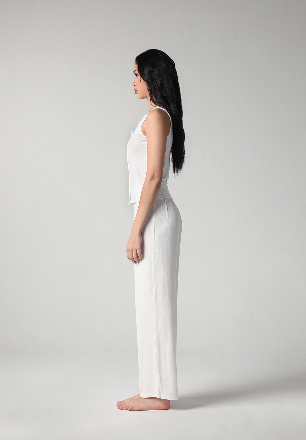 SALIE X Elxi Elvina - Bamboo Pointelle Tank in Opal White