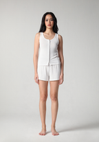 SALIE X Elxi Elvina - Bamboo Pointelle Tank in Opal White