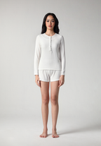 SALIE X Elxi Elvina - Bamboo Pointelle Long Sleeves Top in Opal White