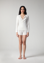 SALIE X Elxi Elvina - Bamboo Pointelle Long Sleeves Top in Opal White