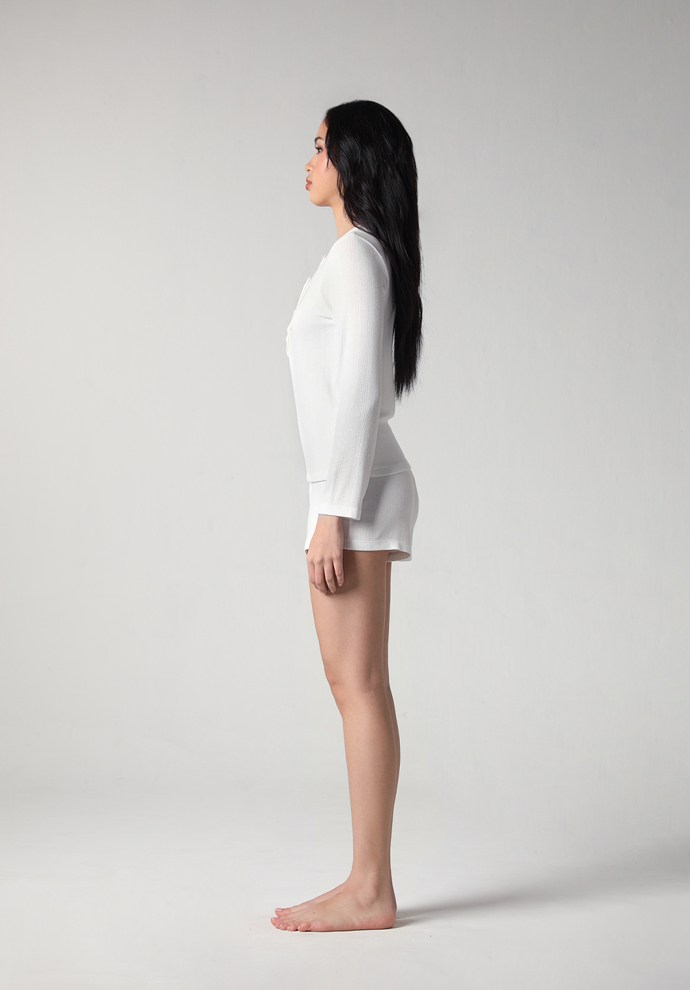 SALIE X Elxi Elvina - Bamboo Pointelle Long Sleeves Top in Opal White