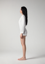 SALIE X Elxi Elvina - Bamboo Pointelle Long Sleeves Top in Opal White