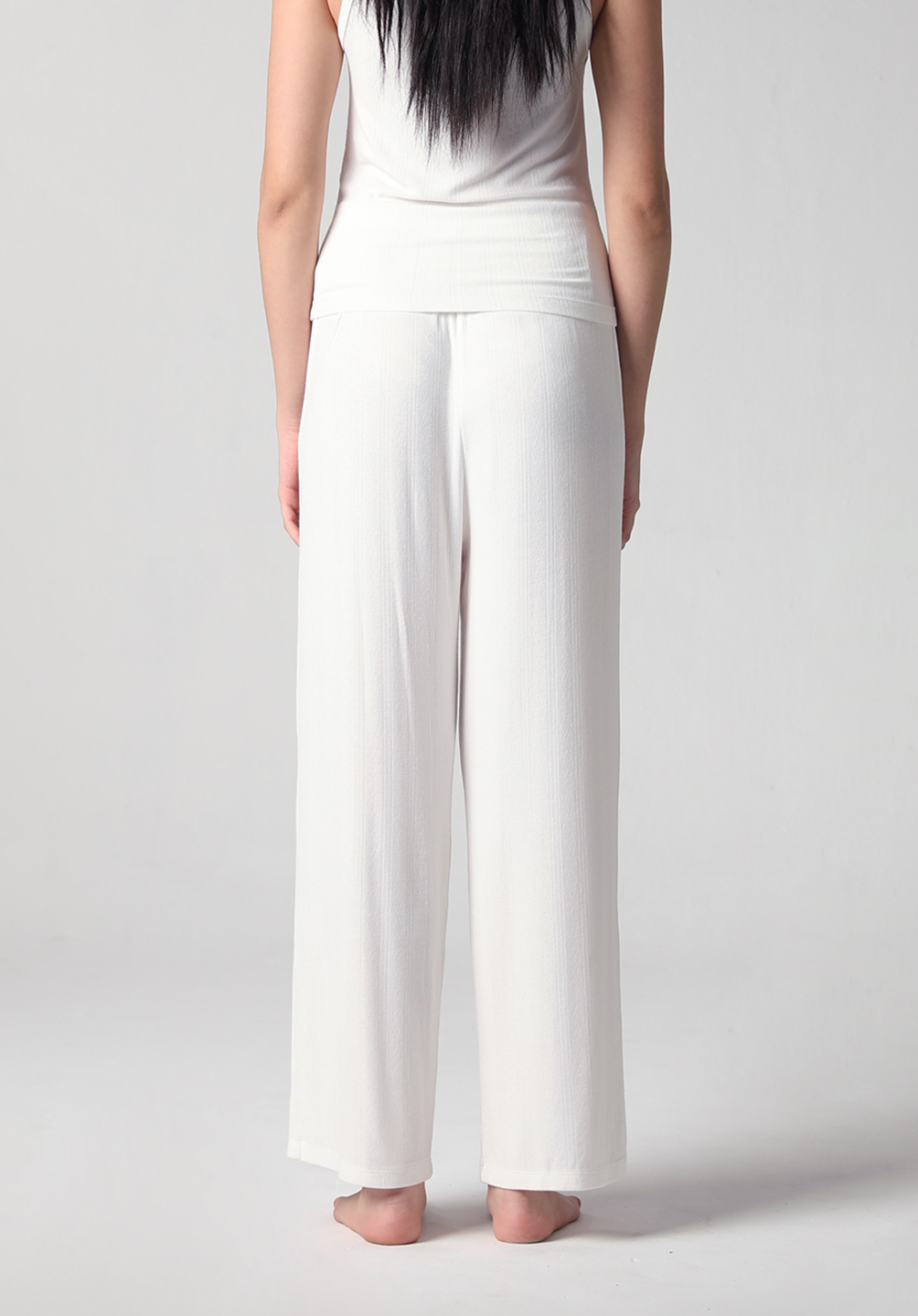 SALIE X Elxi Elvina - Bamboo Pointelle Long Pants in Opal White