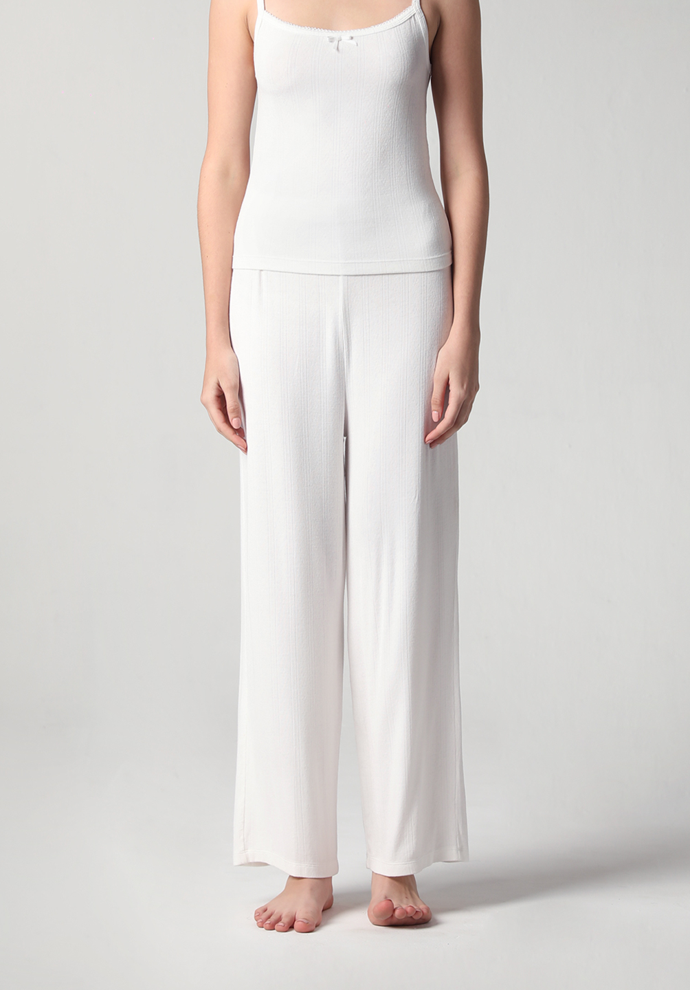 SALIE X Elxi Elvina - Bamboo Pointelle Long Pants in Opal White