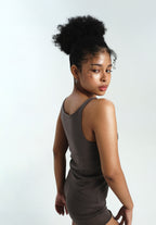 Women Seamless Tank Set in Charcoal