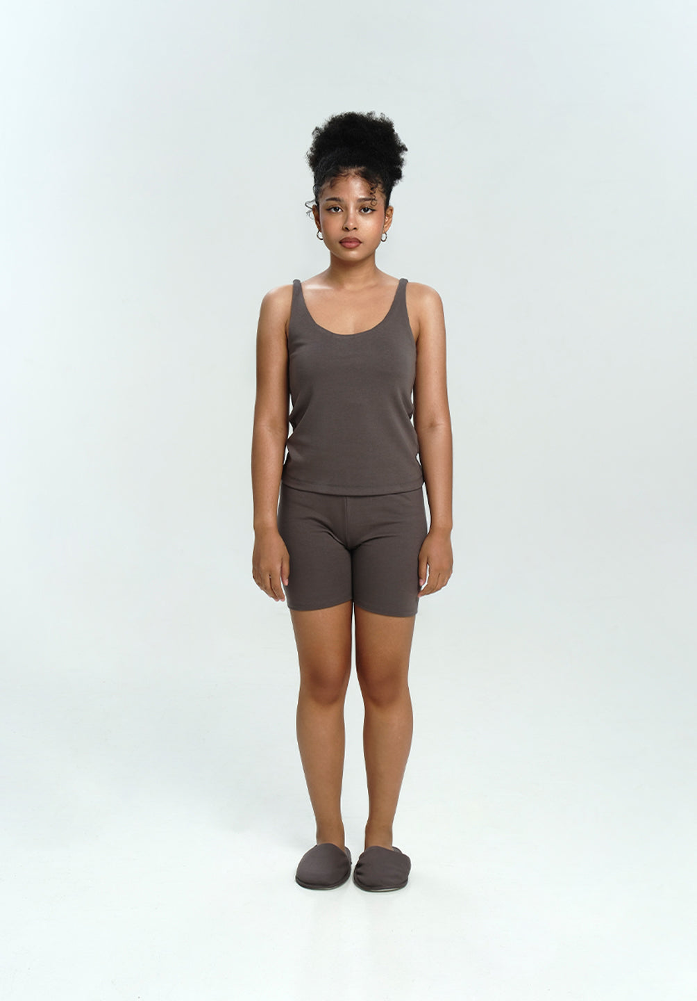 Women Seamless Tank Set in Charcoal
