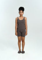 Women Seamless Tank Set in Charcoal