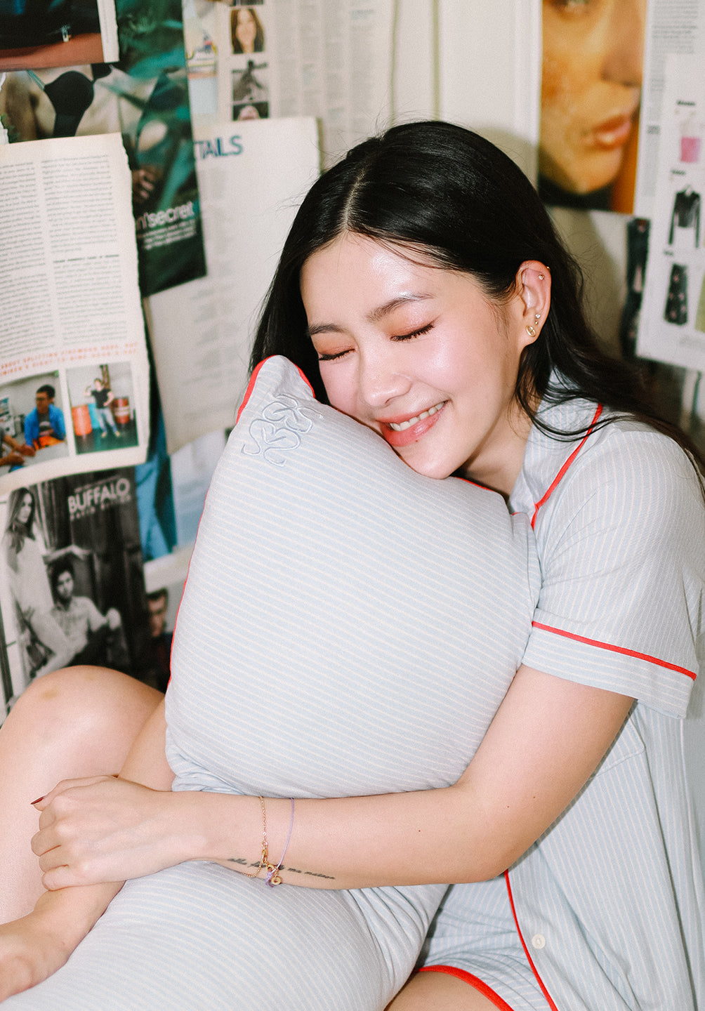 Chubby Hug Pillow Blue Stripes - SALIE x Michimomo