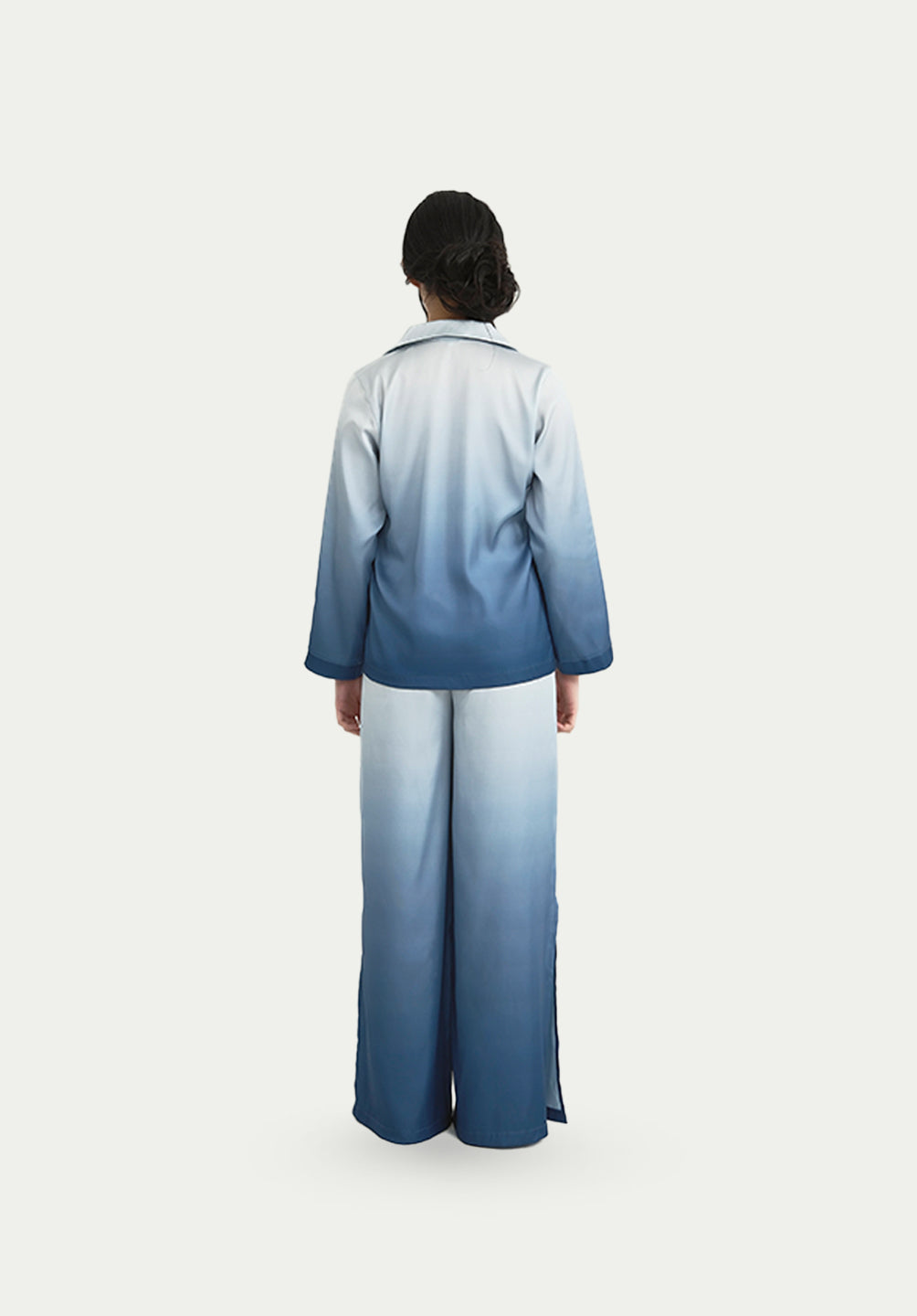 SALIE X Tiffany Soetanto - Button Long Pyjamas Set in Blue Lagoon