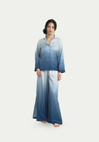 SALIE X Tiffany Soetanto - Button Long Pyjamas Set in Blue Lagoon