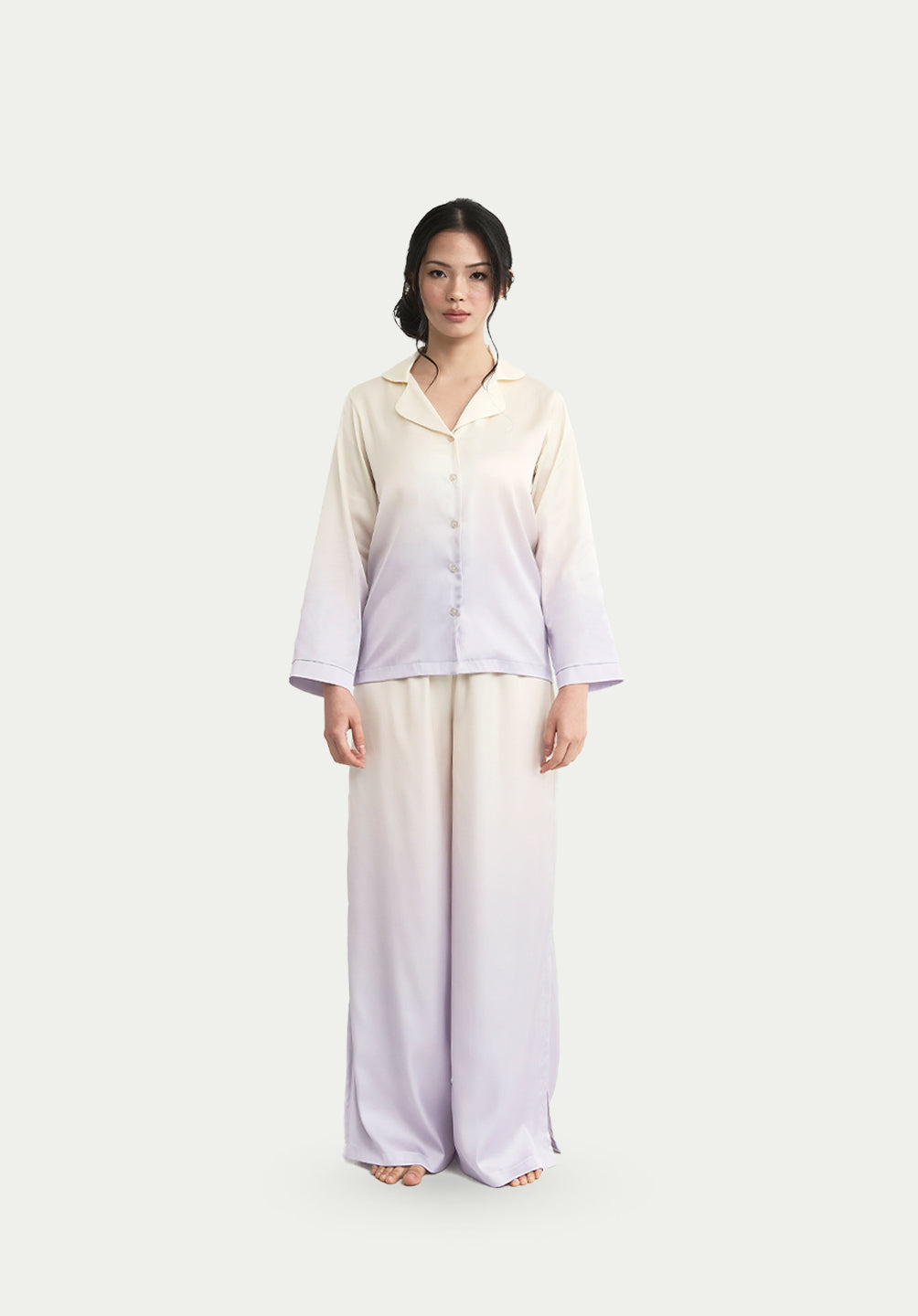 SALIE X Tiffany Soetanto - Bamboo Button Long Pyjamas Set in Lilac Mist
