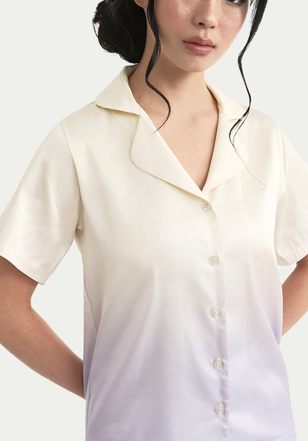 SALIE X Tiffany Soetanto - Bamboo Button Short Pyjamas Set in Lilac Mist