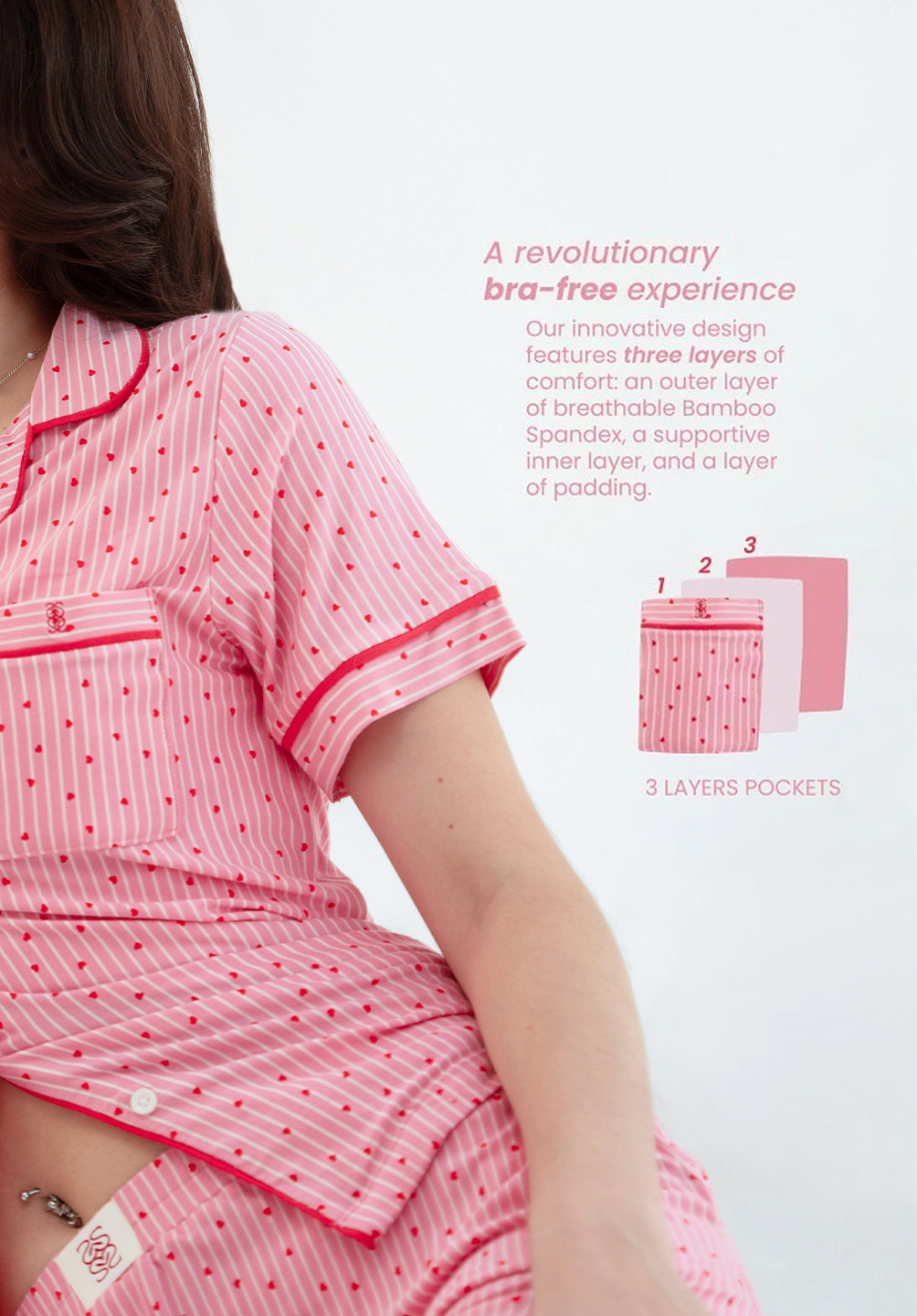 Invisipple Jammies Set Confetti Hearts - SALIE x Michimomo