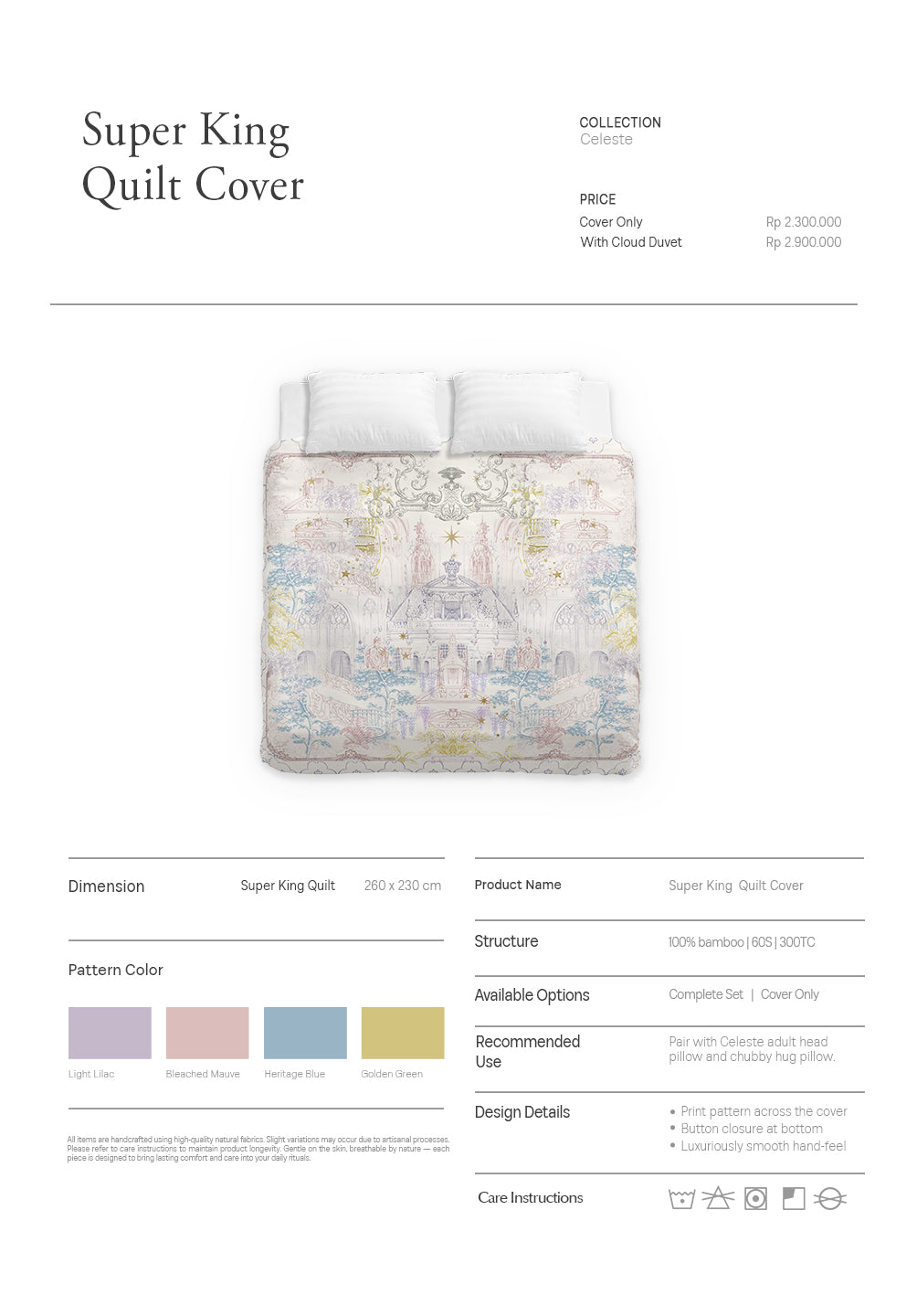 Super King Quilt Cover Celeste Collection - SALIE