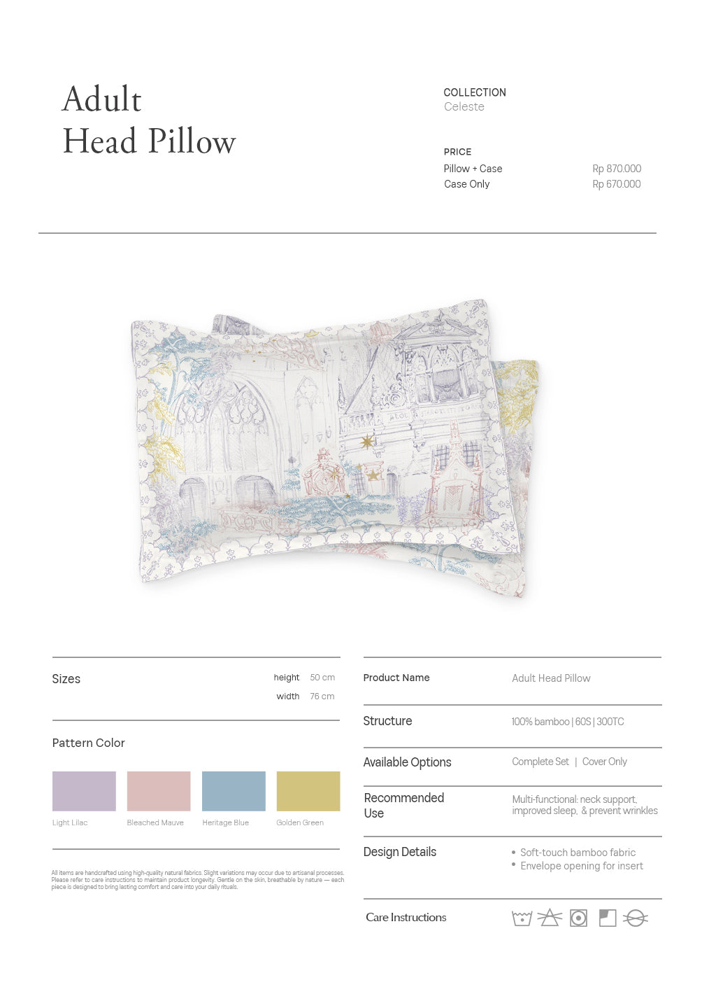 Adult Head Pillow Celeste Collection - SALIE